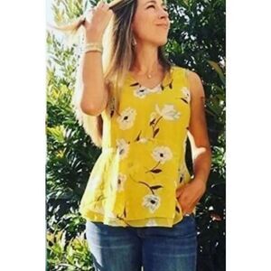 CAbi Simone Dazzle floral peplum top style #3782 sz Small